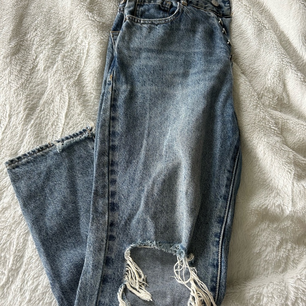 PacSun Blue Boyfriend Jeans with Distressed Hem